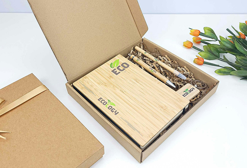 Custom thank-you gift box featuring branded promotional items