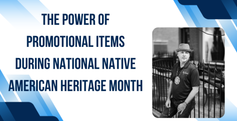 A banner stating that promotional products help promote National Native American Heritage Month.