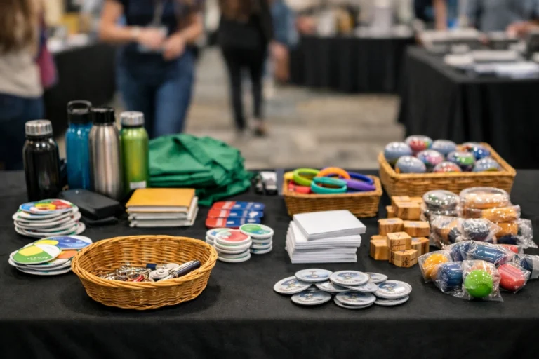 bulk promotional items prepared for nonprofit conferences and community events