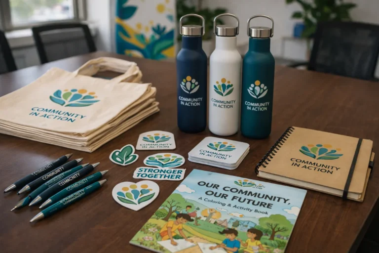 bulk promotional items prepared for nonprofit conferences and community events