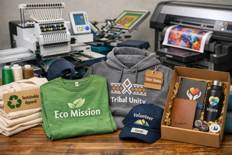 custom imprinted promotional items displayed for nonprofit marketing campaigns