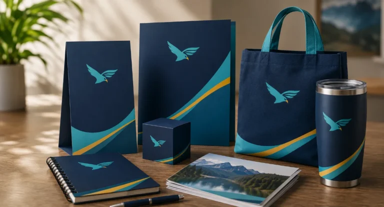 Consistent brand design is needed across brochures, event displays, promotional products, and print materials by Big Spirit Inc.